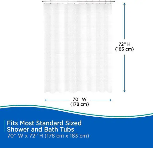 Alt view image 6 of 6 - Kenney KN61151 Medium Weight 5 Gauge Embossed Waterproof PEVA Shower Curtain Liner with Rust-Resistant Metal Grommets for Bathroom, 70" W x 72" H, Clear