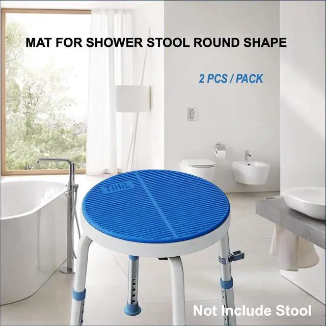 Alt view image 7 of 7 - Bath Stool Bench Mat Cushion Shower Chair Round Seat Pad Waterproof | Warm Soft Comfortable Non-Slip Waterproof Skin Friendly, Back Adhesive, Removable Backing, Round Shape