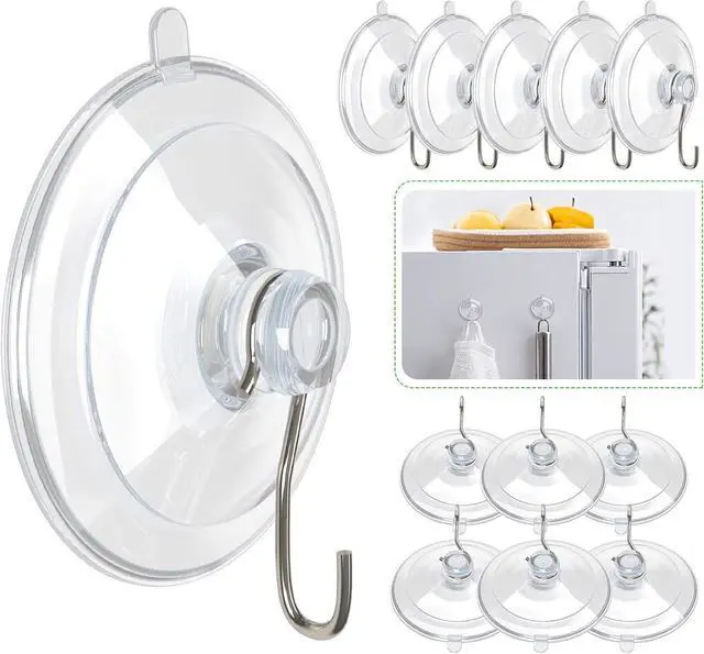 Main image of Hangerspace Suction Cup Hooks, Removable Small Suction Cups, Clear, 12 Pack | 1.77 In, with Rustproof Metal Hooks, Detachable, Leave No Trace, for Kitchen Shower Wall Window Glass Door, Fits Any Decor