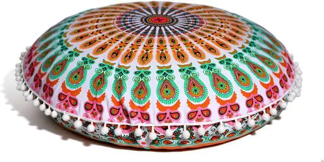 Main image of Large Round seat Floor Cushion Chair Ottoman Cover Pouf Pillow Meditation Floor Cushions for Adults Seating pouffe Ottoman Throw Covers Craft Room Furniture for Sitting Cover 22 Inches (Musturd)