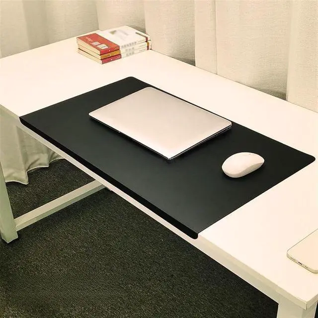 Alt view image 2 of 6 - Lifup Non-Slip Desk Pad Protector, Self Adhesive Writing Mat with Full Grip Fixation Lip, Waterproof PU Leather Large Mouse Pad for Home Office Gaming Black 15.7" x 11.8"