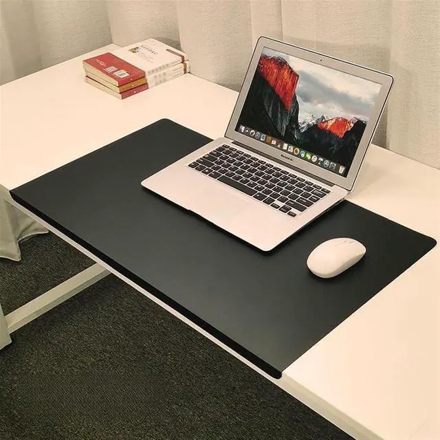 Alt view image 3 of 6 - Lifup Non-Slip Desk Pad Protector, Self Adhesive Writing Mat with Full Grip Fixation Lip, Waterproof PU Leather Large Mouse Pad for Home Office Gaming Black 15.7" x 11.8"