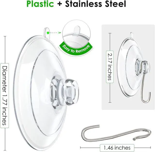 Alt view image 5 of 7 - Hangerspace Suction Cup Hooks, Removable Small Suction Cups, Clear, 12 Pack | 1.77 In, with Rustproof Metal Hooks, Detachable, Leave No Trace, for Kitchen Shower Wall Window Glass Door, Fits Any Decor