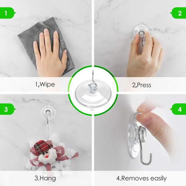 Alt view image 6 of 7 - Hangerspace Suction Cup Hooks, Removable Small Suction Cups, Clear, 12 Pack | 1.77 In, with Rustproof Metal Hooks, Detachable, Leave No Trace, for Kitchen Shower Wall Window Glass Door, Fits Any Decor