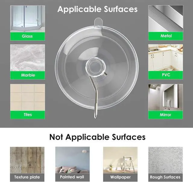 Alt view image 7 of 7 - Hangerspace Suction Cup Hooks, Removable Small Suction Cups, Clear, 12 Pack | 1.77 In, with Rustproof Metal Hooks, Detachable, Leave No Trace, for Kitchen Shower Wall Window Glass Door, Fits Any Decor