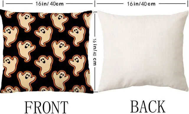 Alt view image 3 of 6 - Halloween Pillow Covers 16 x 16 Inch Set of 2 Cute Ghost Boo Couch Throw Pillow Covers Decorative Pillow Case Cushion Case for Chair Sofa Bedroom Living Room Halloween Home Decor Black
