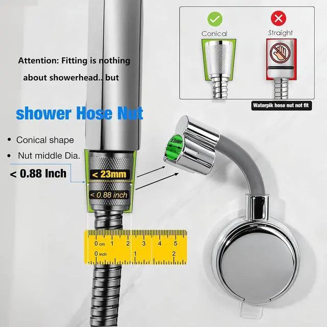 Alt view image 6 of 7 - Suction Cup Handheld Shower Head Holder - Reusable - 360 Swivel Adjustable - Wall Mount Shower Wand Holder
