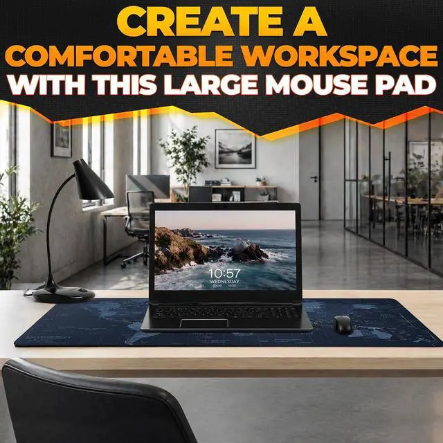 Alt view image 5 of 7 - Mouse Pad Desk Map XXL, 35"x15.7", Full World Print, Non-Slip Base | World Map Mouse Pad XXL, Geographical Print, Soft and Smooth Surface, Water-Resistant, Wide Coverage, for Gaming and Work