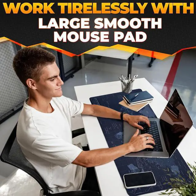 Alt view image 6 of 7 - Mouse Pad Desk Map XXL, 35"x15.7", Full World Print, Non-Slip Base | World Map Mouse Pad XXL, Geographical Print, Soft and Smooth Surface, Water-Resistant, Wide Coverage, for Gaming and Work