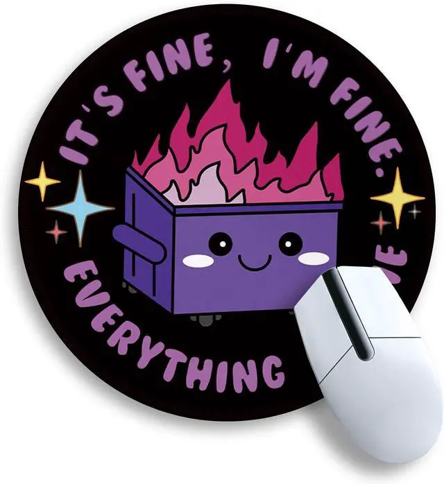 Main image of Gctriki Dumpster on Fire Mouse Pad, Purple Small Mouse Pads for Desk | Stitched Edge, Non-Slip Rubber Base, Funny Round Mousepad For Laptop Gaming, Cute Office Desk Accessories Decor for Women