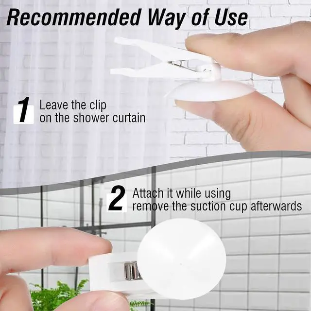 Alt view image 5 of 7 - 6 Pcs Shower Curtain Suction Cups,Shower Curtain Clips with Suction Cup to Prevent Water Splashing Out Windproof Splash Guard for Inside Liner,White