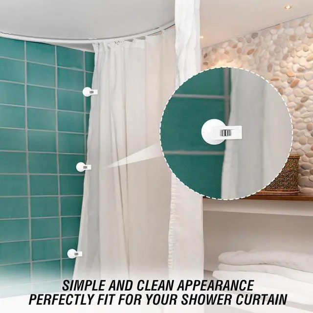 Alt view image 6 of 7 - 6 Pcs Shower Curtain Suction Cups,Shower Curtain Clips with Suction Cup to Prevent Water Splashing Out Windproof Splash Guard for Inside Liner,White