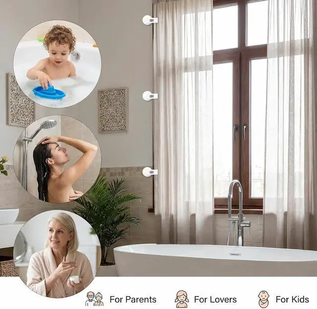 Alt view image 7 of 7 - 6 Pcs Shower Curtain Suction Cups,Shower Curtain Clips with Suction Cup to Prevent Water Splashing Out Windproof Splash Guard for Inside Liner,White