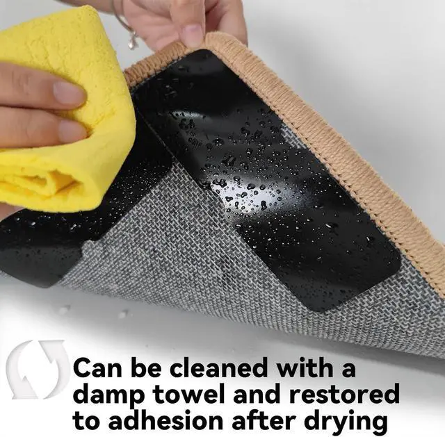 Alt view image 4 of 7 - Reusable Rug Tape Non Slip Grippers for Hardwood Floors No Damaging, 4Pcs | Keep Carpet Corners Down Flat on Laminate Floor, Tiles, Under Carpet Double Sided Tape Stickers Pads Invisible No Residue