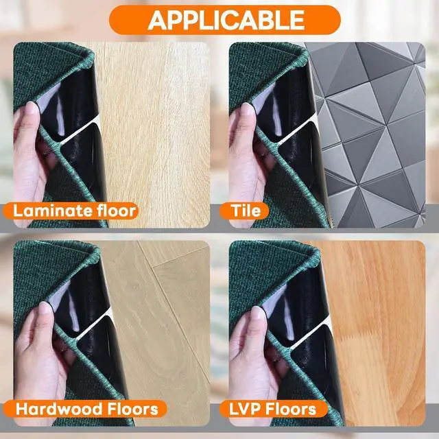 Alt view image 7 of 7 - Reusable Rug Tape Non Slip Grippers for Hardwood Floors No Damaging, 4Pcs | Keep Carpet Corners Down Flat on Laminate Floor, Tiles, Under Carpet Double Sided Tape Stickers Pads Invisible No Residue