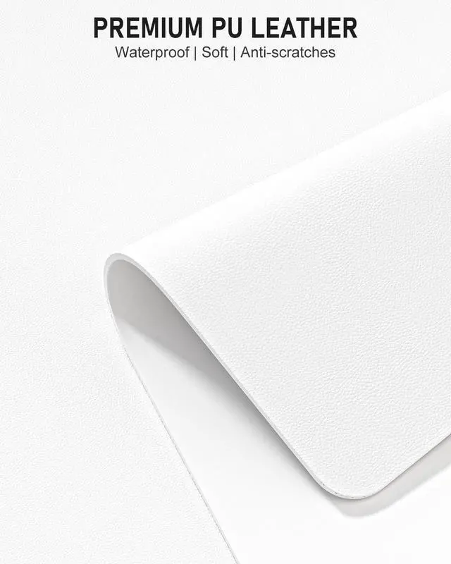 Alt view image 3 of 7 - Desk Pad, 23.6" x 13.8" PU Leather Non-Slip Desk Mat Large Mouse Pad for Desktop, Waterproof Laptop Computer Writing Mat for Office, Home, Work, Gaming, White