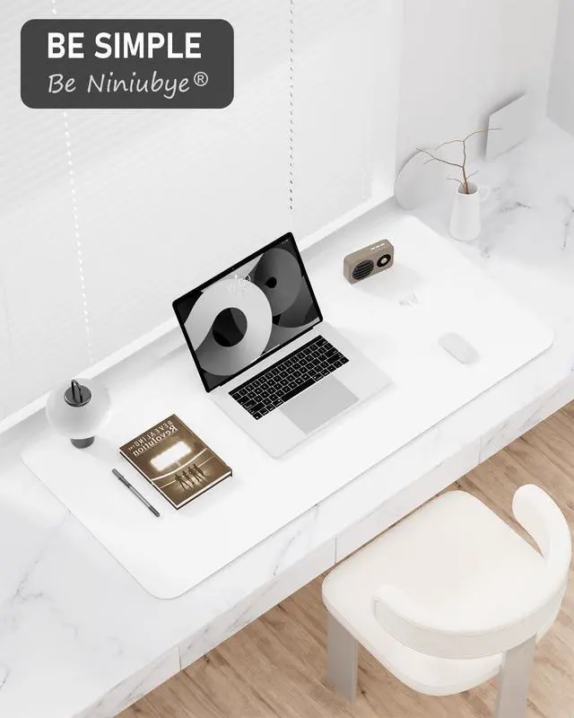 Alt view image 7 of 7 - Desk Pad, 23.6" x 13.8" PU Leather Non-Slip Desk Mat Large Mouse Pad for Desktop, Waterproof Laptop Computer Writing Mat for Office, Home, Work, Gaming, White