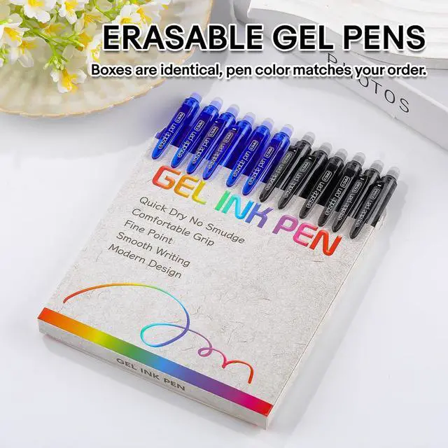 Alt view image 2 of 7 - USUAL Retractable 6 Black 6 Blue Erasable Gel Pens Clicker, Fine Point(0.5mm),Make Mistakes Disappear, Premium Comfortable Grip, Smooth Writing Pen Office Back-to-School Supplies