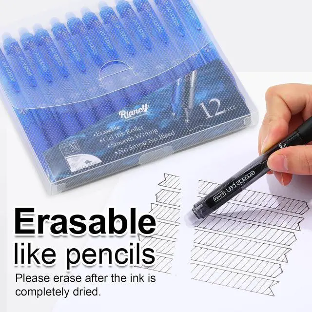 Alt view image 7 of 7 - USUAL Retractable 6 Black 6 Blue Erasable Gel Pens Clicker, Fine Point(0.5mm),Make Mistakes Disappear, Premium Comfortable Grip, Smooth Writing Pen Office Back-to-School Supplies