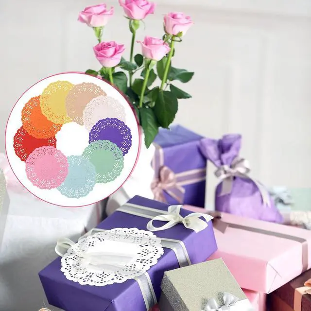 Alt view image 5 of 7 - Small Round Paper Doilies, 180 Pcs 3.5 Inch Colored Lace Paper Doilies Mini Paper Doilies Disposable Paper Placemats Round Lace Doilies for Tables, Plates, Dessert Trays, Cakes, Party Buffet Supplies