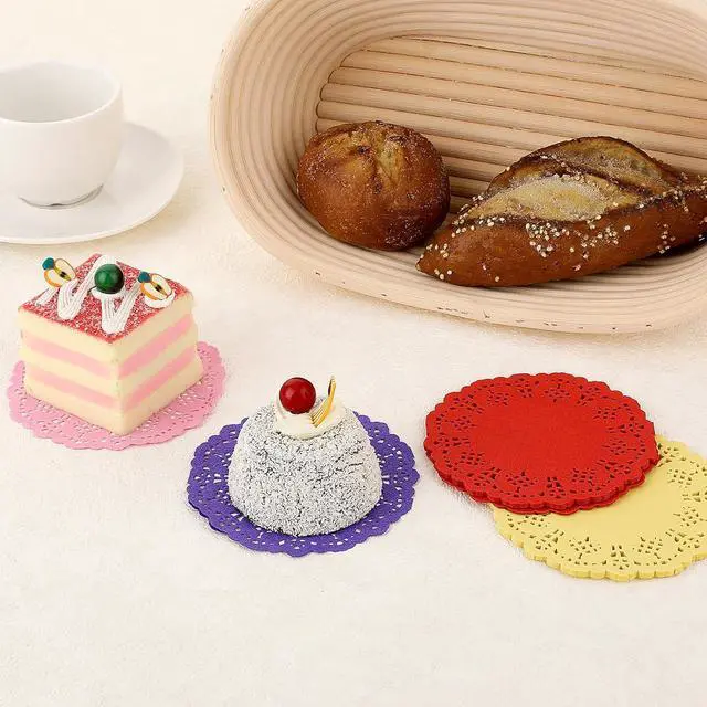 Alt view image 4 of 7 - Small Round Paper Doilies, 180 Pcs 3.5 Inch Colored Lace Paper Doilies Mini Paper Doilies Disposable Paper Placemats Round Lace Doilies for Tables, Plates, Dessert Trays, Cakes, Party Buffet Supplies
