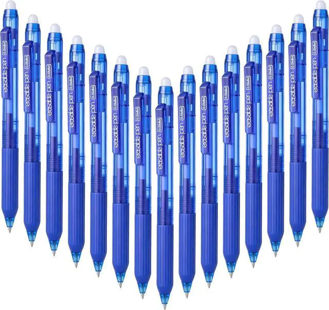 Main image of Aozora Erasable Pens 0.5 mm Click Fine Point 15 Pack Retractable Erasable Gel Pens for Completing Sudoku and Crossword Puzzles (Blue)