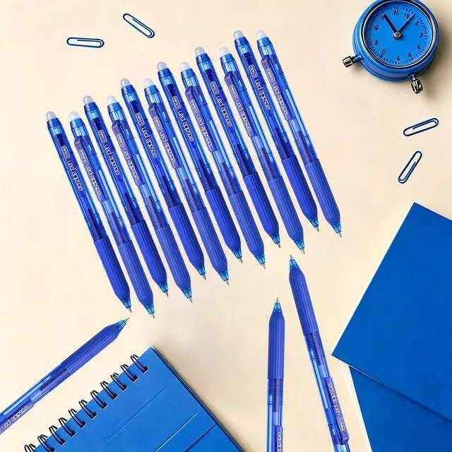 Alt view image 4 of 6 - Aozora Erasable Pens 0.5 mm Click Fine Point 15 Pack Retractable Erasable Gel Pens for Completing Sudoku and Crossword Puzzles (Blue)
