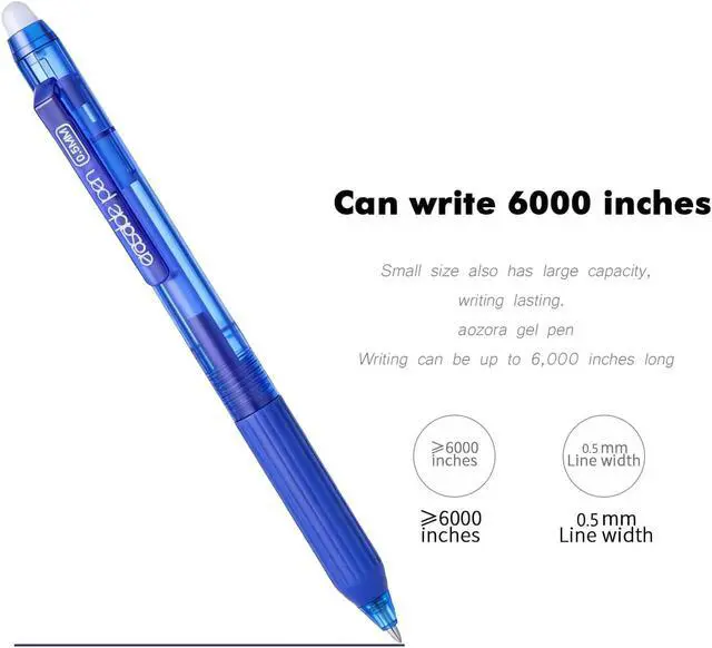 Alt view image 6 of 6 - Aozora Erasable Pens 0.5 mm Click Fine Point 15 Pack Retractable Erasable Gel Pens for Completing Sudoku and Crossword Puzzles (Blue)