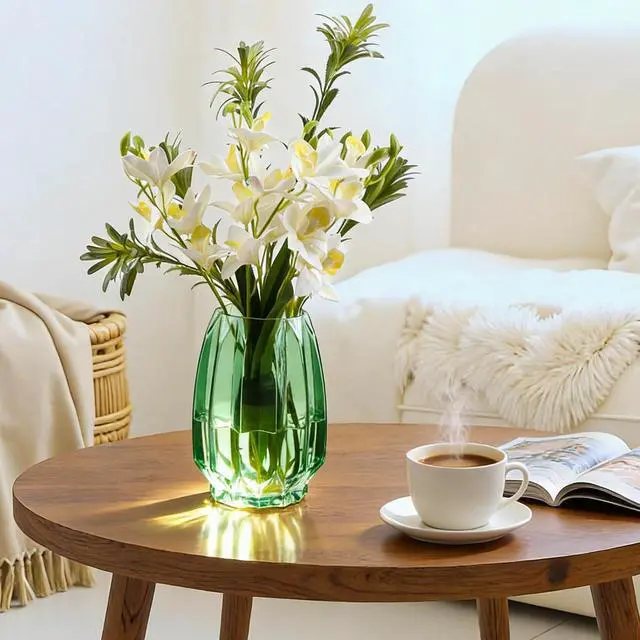 Alt view image 2 of 7 - Vase for Flowers - Glass Flower Vase for Centerpieces, Wide Mouth Vase for Bouquets, Eucalyptus, Pampas Grass - Home Decor, Farmhouse, Dining Table