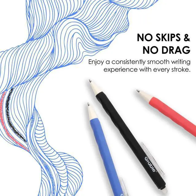 Alt view image 5 of 7 - Grabie Erasable Gel Pens, 6 Pack Black Blue Red 0.7 mm Medium Point | Heat-Sensitive Erasable Ink, Retractable Clip Design, Clean Erasing, Smooth Writing, Comfortable Grip, Quick Drying