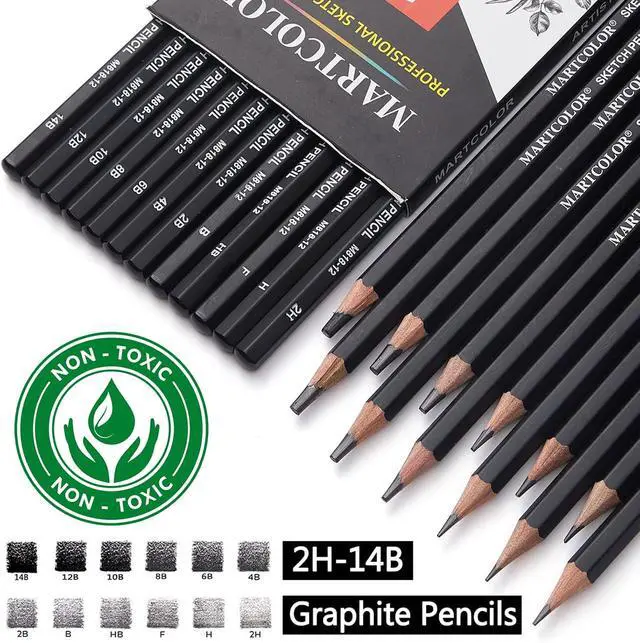 Alt view image 3 of 7 - MARTCOLOR Drawing Sketching Pencils Set, 12 Pack Graphite Pencils(14B - 2H) | Ideal for Drawing Art, Sketching, Shading, Artist Pencils for Beginners & Pro Artists