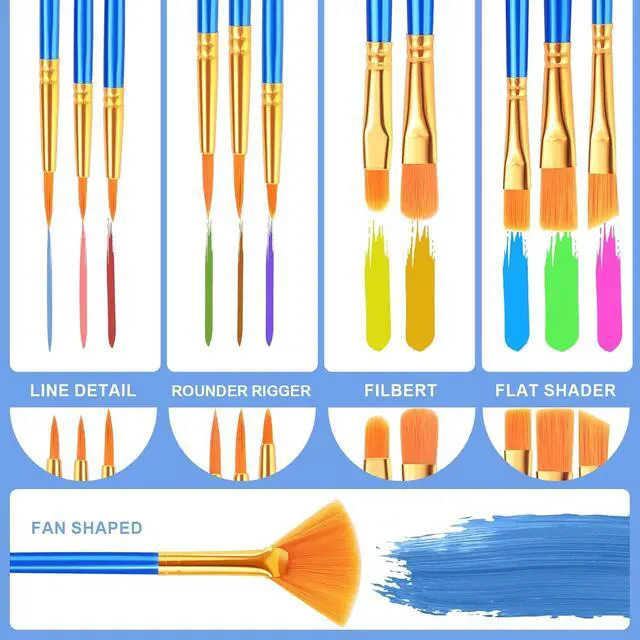 Alt view image 4 of 7 - ESRICH Paint Brushes Set, 12pcs Paint Brush for Acrylic Painting | Artist Paintbrushes for Watercolor Oil Rock Face Painting, Paint Brush for Kids Adult Arts Painting Brush Kits.