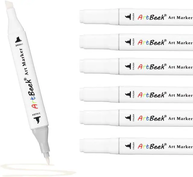 Alt view image 2 of 4 - ArtBeek Alcohol Markers, White Blender Pens, 6Pcs Blending Blender Dual Tips Brush & Chisel Pen for Art Markers (Colorless)