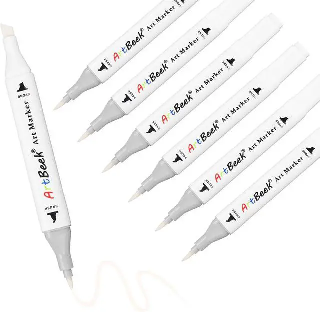 Main image of ArtBeek Alcohol Markers, White Blender Pens, 6Pcs Blending Blender Dual Tips Brush & Chisel Pen for Art Markers (Colorless)