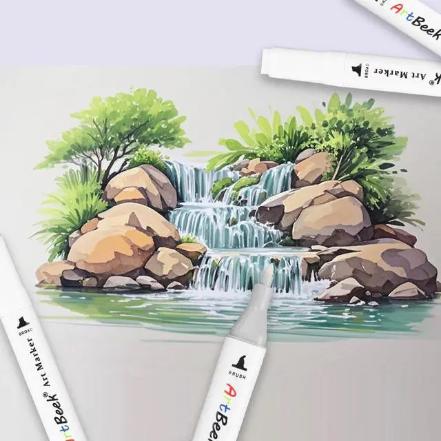 Alt view image 3 of 4 - ArtBeek Alcohol Markers, White Blender Pens, 6Pcs Blending Blender Dual Tips Brush & Chisel Pen for Art Markers (Colorless)
