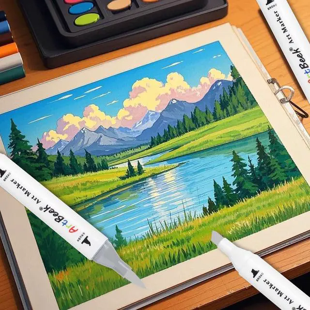 Alt view image 4 of 4 - ArtBeek Alcohol Markers, White Blender Pens, 6Pcs Blending Blender Dual Tips Brush & Chisel Pen for Art Markers (Colorless)