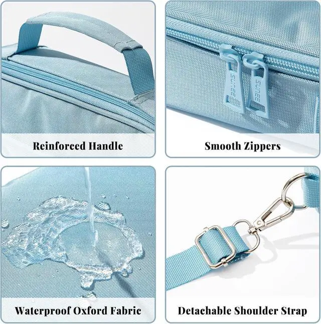 Alt view image 5 of 7 - SUNEE Bible Cover for Women, Large Bible Bag w/Shoulder Strap Carrying Book Case w/Pen Slots and Zippered Pocket, Gift for Women & Men, Blue