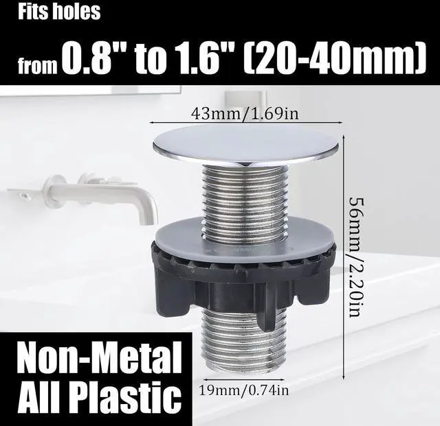 Alt view image 2 of 7 - 4Pack Sink Hole Cover, 1.7" Diameter ABS Faucet Hole Cover, Kitchen Sink Tap Hole Plate Stopper for 0.8 to 1.6 Inch Holes, Matte Silver Finish (Non-Metal)