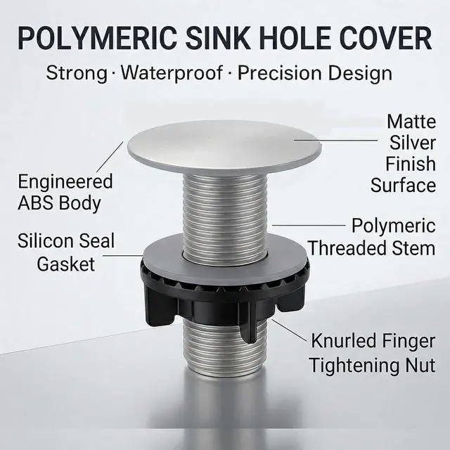 Alt view image 3 of 7 - 4Pack Sink Hole Cover, 1.7" Diameter ABS Faucet Hole Cover, Kitchen Sink Tap Hole Plate Stopper for 0.8 to 1.6 Inch Holes, Matte Silver Finish (Non-Metal)