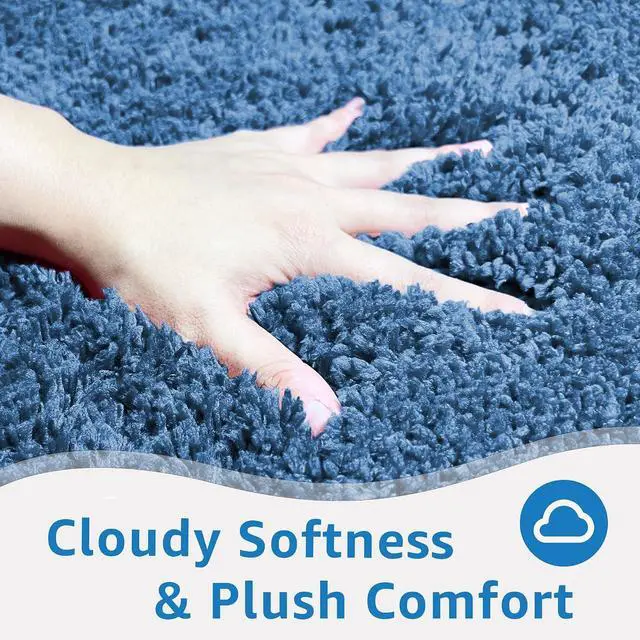 Alt view image 4 of 7 - Bathroom Rug, Soft Plush Microfiber Bath Mat, Non-Slip Quick- Drying Absorbent Comfortable, Machine Washable for Shower, Tub, Kitchen (Blue, 20''x31'')