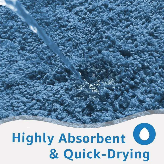 Alt view image 5 of 7 - Bathroom Rug, Soft Plush Microfiber Bath Mat, Non-Slip Quick- Drying Absorbent Comfortable, Machine Washable for Shower, Tub, Kitchen (Blue, 20''x31'')