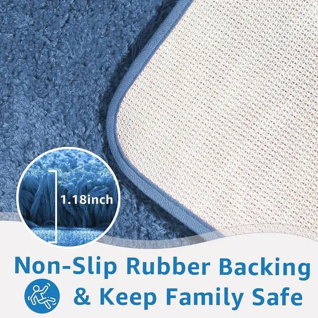 Alt view image 6 of 7 - Bathroom Rug, Soft Plush Microfiber Bath Mat, Non-Slip Quick- Drying Absorbent Comfortable, Machine Washable for Shower, Tub, Kitchen (Blue, 20''x31'')