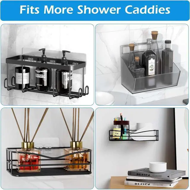 Alt view image 7 of 7 - 12 Pack Shower Caddy Adhesive Replacement, Shower Adhesive Strips, Strong Adhesive Hooks, Waterproof Sticker, No Drilling, for Bathroom Shelf and Kitchen Racks