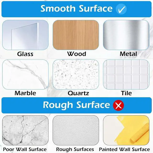 Alt view image 6 of 7 - 12 Pack Shower Caddy Adhesive Replacement, Shower Adhesive Strips, Strong Adhesive Hooks, Waterproof Sticker, No Drilling, for Bathroom Shelf and Kitchen Racks
