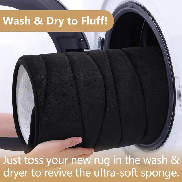 Alt view image 6 of 7 - Buganda Memory Foam Bathroom Rug Mat 24x16, Extra Soft and Absorbent Bath Mats, Machine Washable Bath Rugs for Bathroom Floor,Tub and Shower, Black