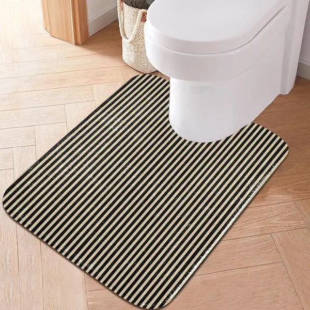Alt view image 6 of 7 - Bath Mat, Soft Absorbent Non Slip Bathroom Rugs, Beige Black Stripes Bath Mats for Bathroom, Toilet, Shower Floor 20 X 24 in