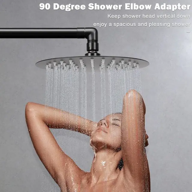 Alt view image 4 of 7 - NearMoon Shower Elbow Adapter, Solid Brass G1/2" Shower Arm Extension for Connecting Shower Head, 90 Degree (Matte Black)