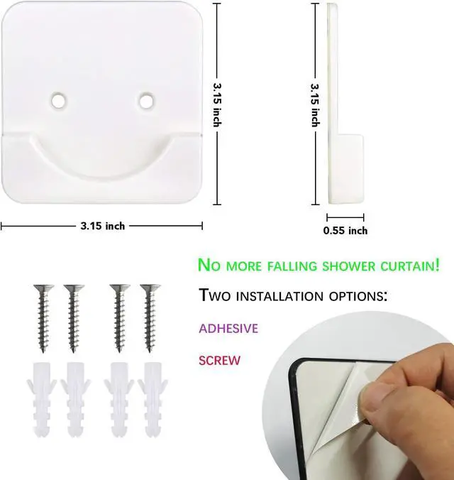 Alt view image 2 of 4 - Shower Curtain Rod Holder for Wall,Two Modes of Non-Destructive Installation and Perforated Installation of Bathroom Super Glue Shower Rod Support Base (White)