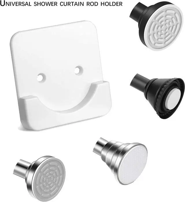 Alt view image 3 of 4 - Shower Curtain Rod Holder for Wall,Two Modes of Non-Destructive Installation and Perforated Installation of Bathroom Super Glue Shower Rod Support Base (White)