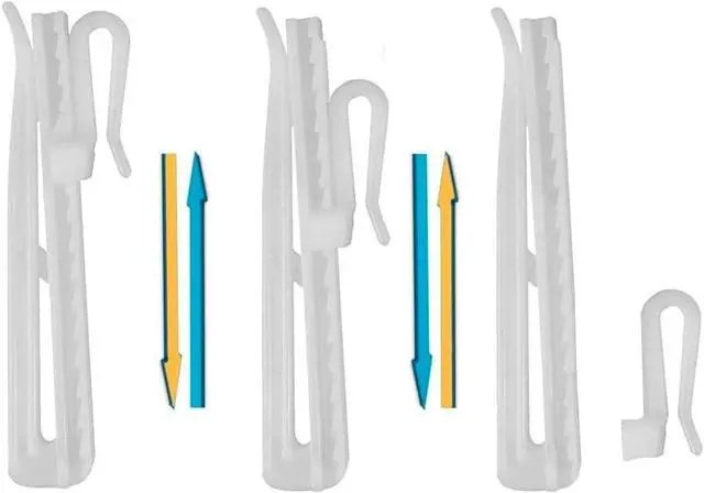 Main image of Ailejia 30 Pcs Plastic Adjustable Hooks - Depth Pleat Drapery Hooks for Window, Door and Shower Curtains (White)
